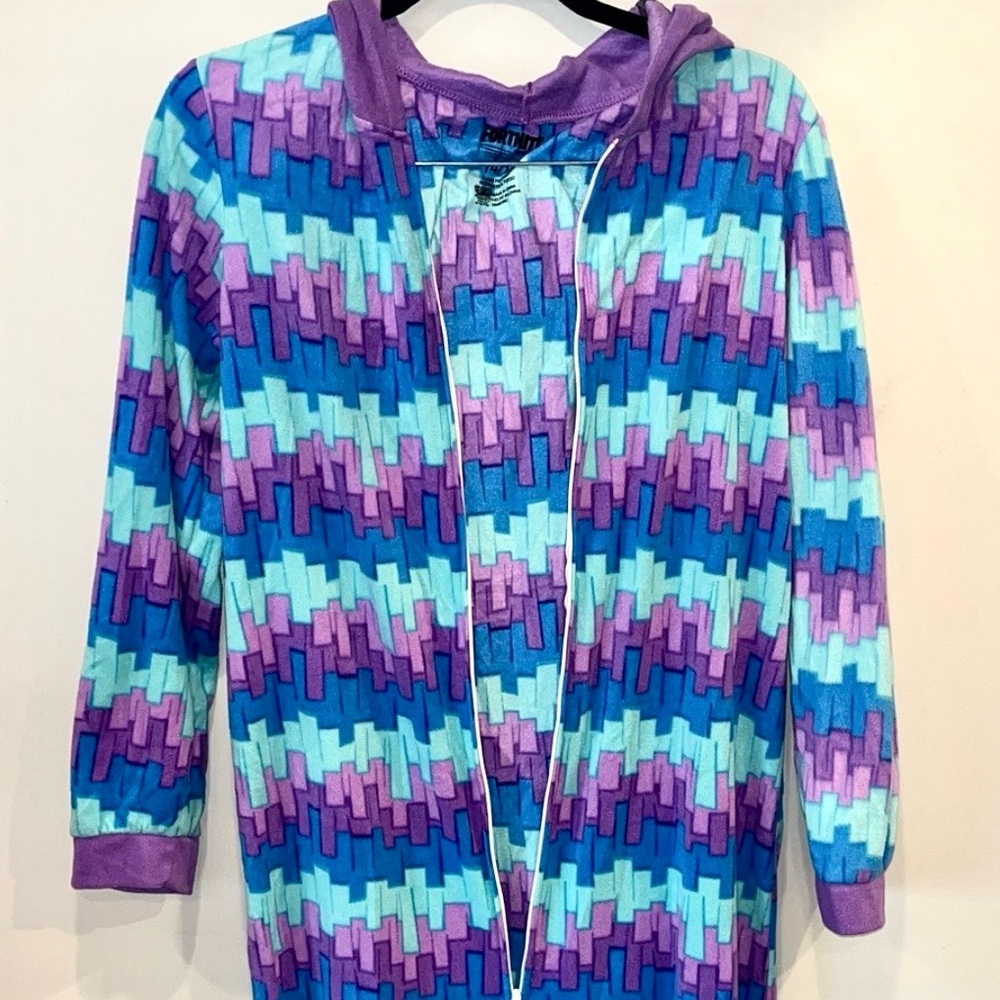 Fortnite Loot Llama Purple Blue Hooded Onesie Pajamas Kids Size 14/16 NWOT - Picture 4 of 10